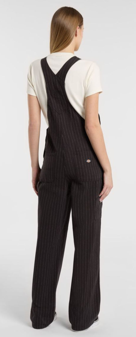 [A4Z6HBLK] WOMENS DICKIES SERVICE STRIPE DUNGAREES