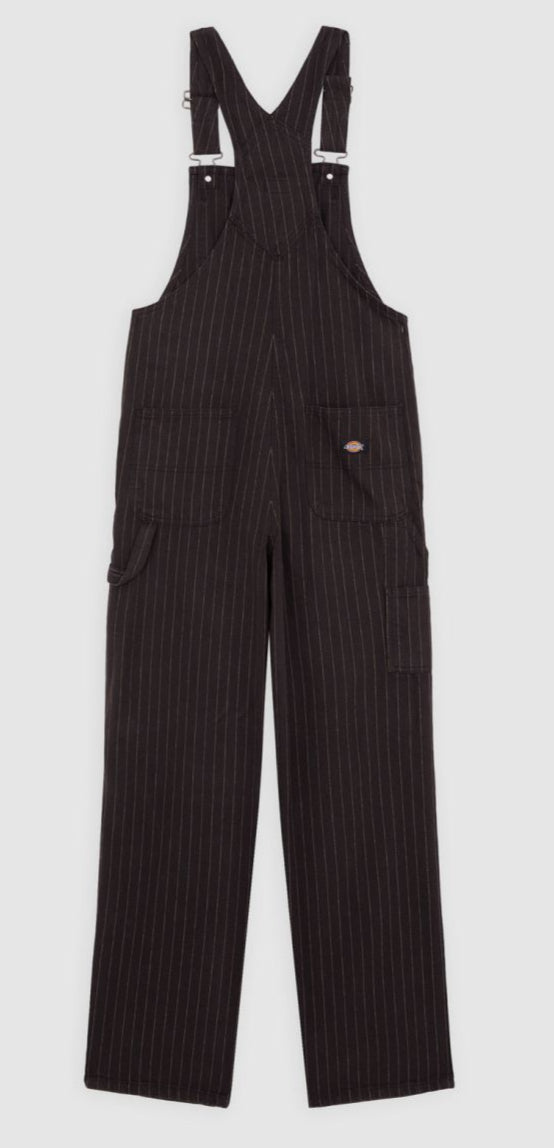 [A4Z6HBLK] WOMENS DICKIES SERVICE STRIPE DUNGAREES