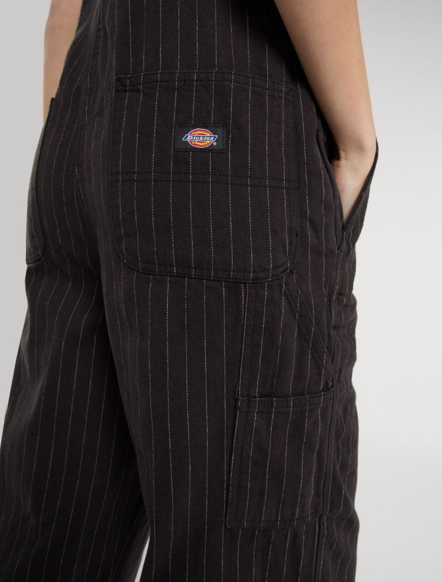 [A4Z6HBLK] WOMENS DICKIES SERVICE STRIPE DUNGAREES