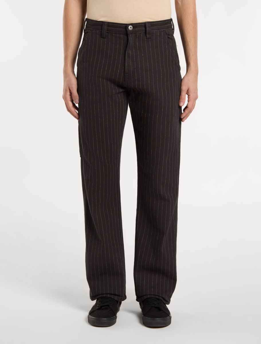 [A4Z6QBLK] MENS DICKIES PINSTRIPE CARPENTER TROUSERS