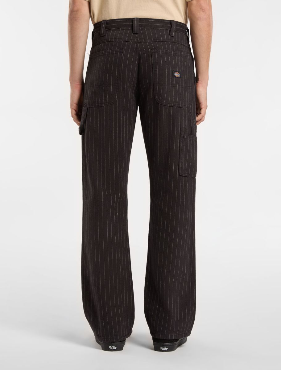 [A4Z6QBLK] MENS DICKIES PINSTRIPE CARPENTER TROUSERS
