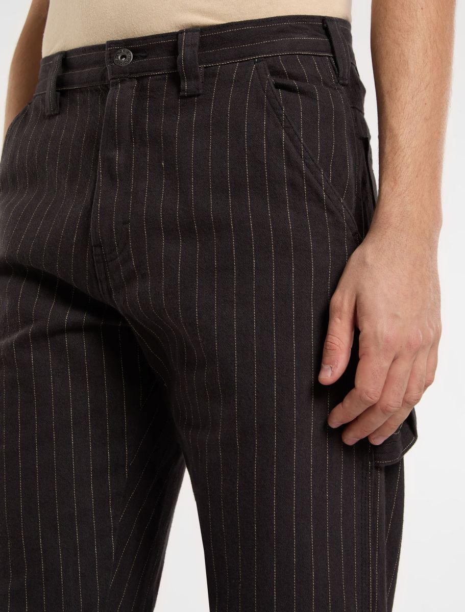 [A4Z6QBLK] MENS DICKIES PINSTRIPE CARPENTER TROUSERS