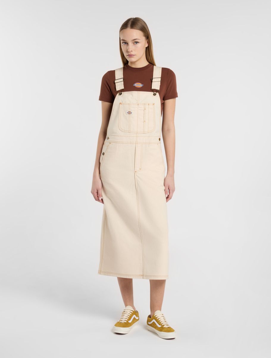 [A4Z6TF90] WOMENS DICKIES LONG OVERALL DENIM DUNGAREE DRESS