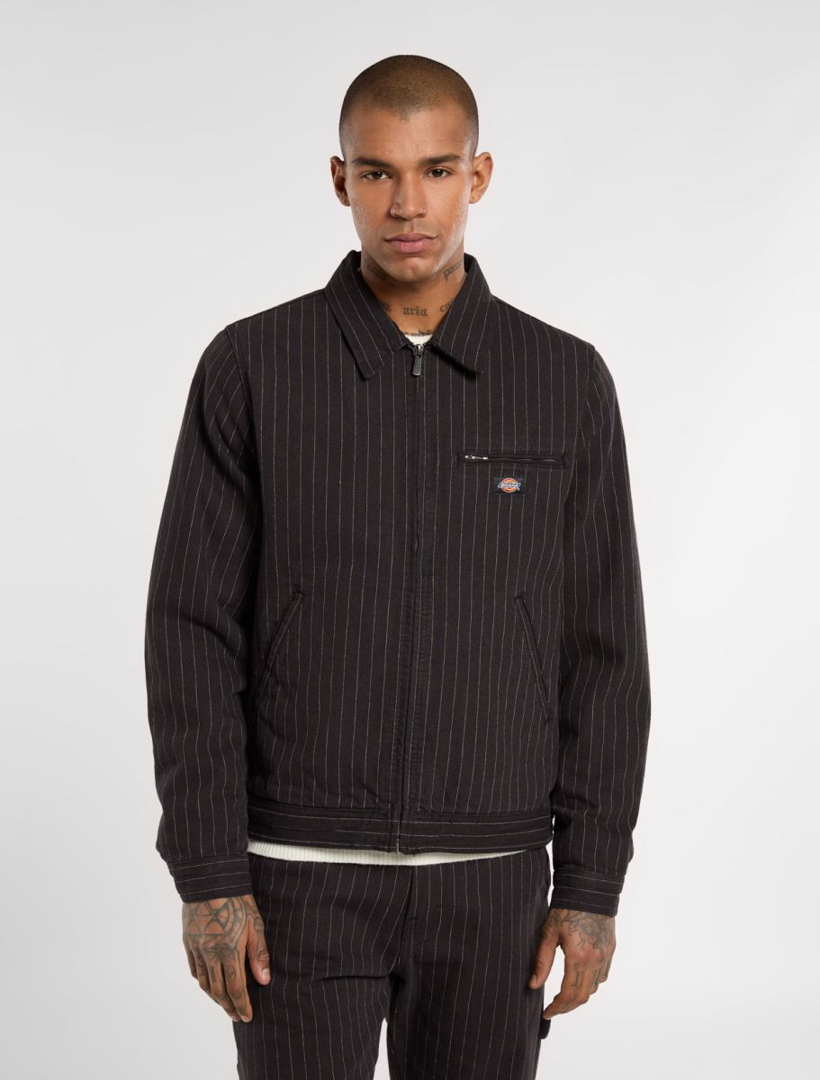 [A4Z74BLK] MENS DICKIES PINSTIPE PAINTER JACKET