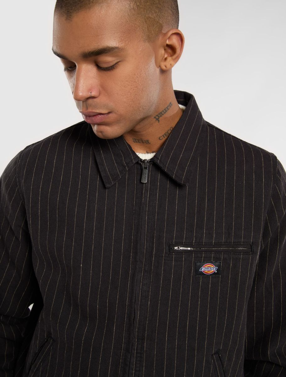 [A4Z74BLK] MENS DICKIES PINSTIPE PAINTER JACKET