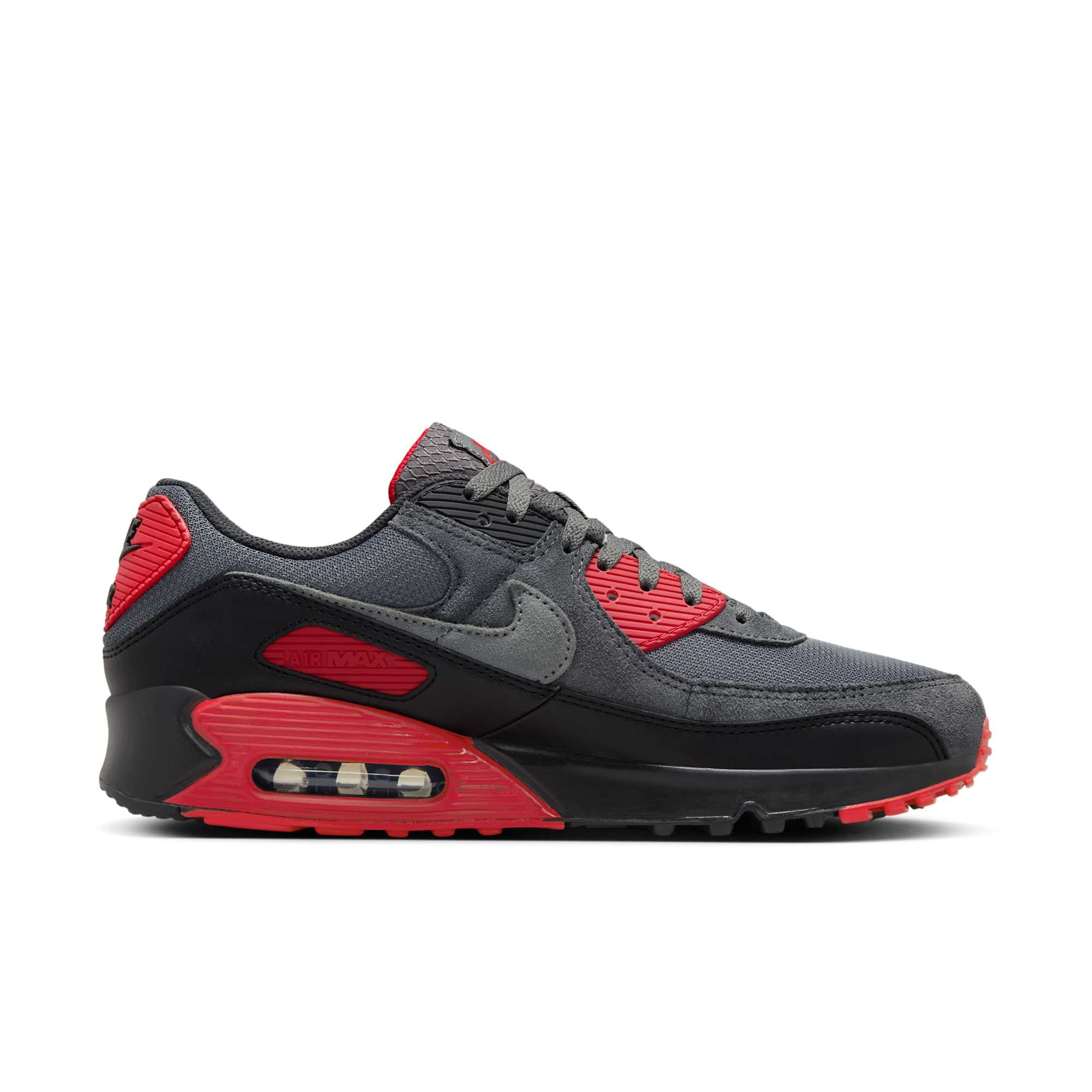 [DM0029-007] Mens Nike AIR MAX 90 'IRON GREY FIRE RED'