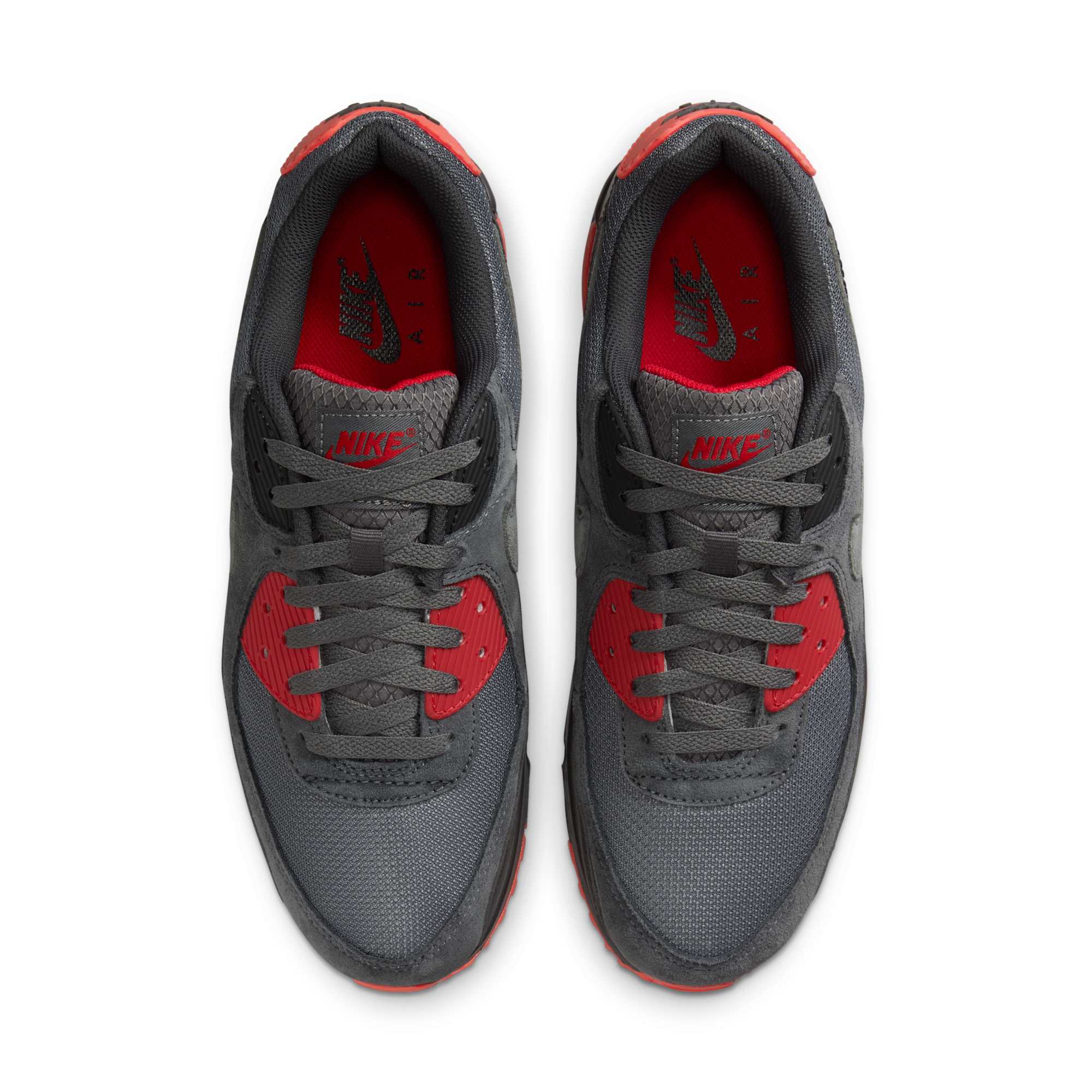 [DM0029-007] Mens Nike AIR MAX 90 'IRON GREY FIRE RED'