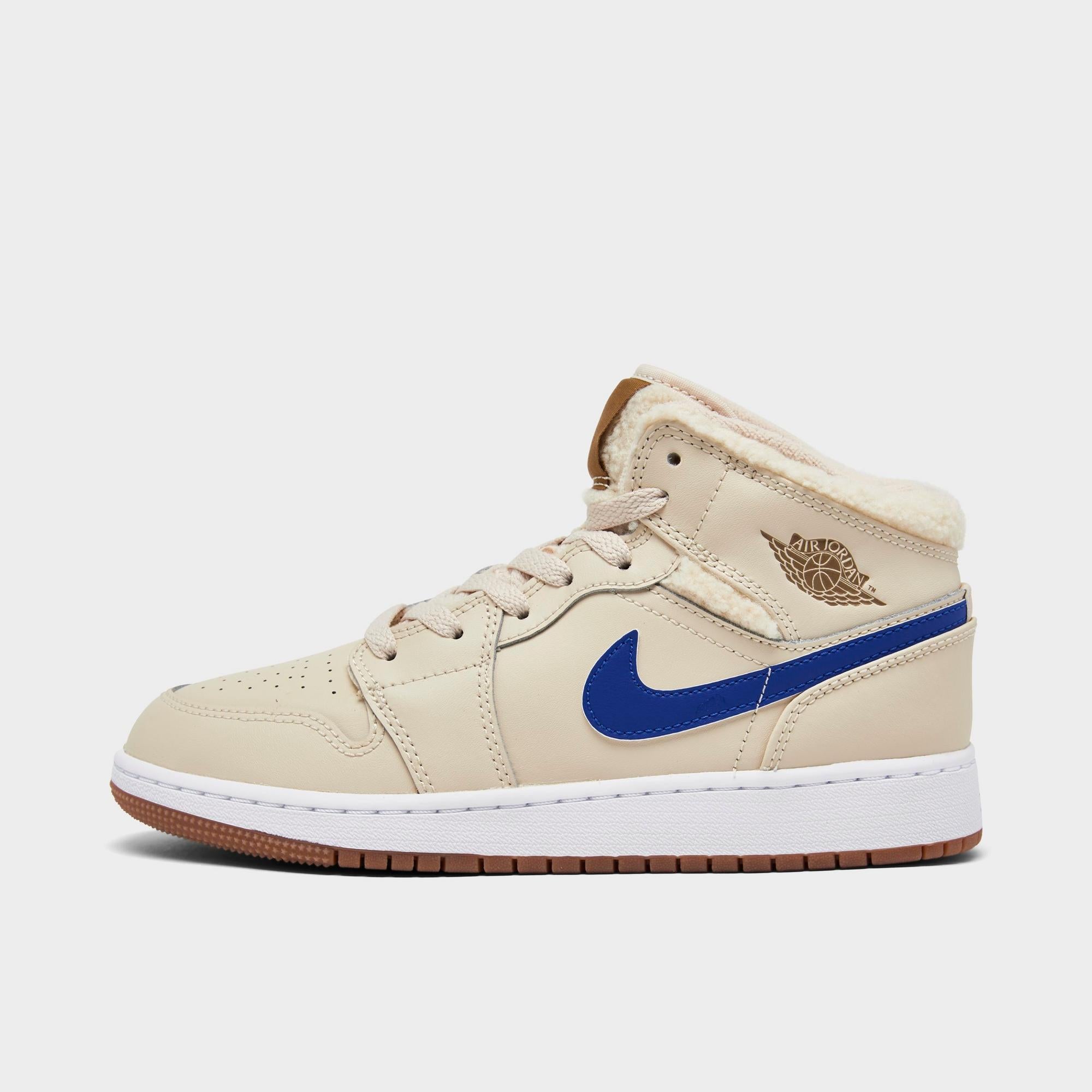 [DO2207-264] GRADE SCHOOL AIR JORDAN RETRO 1 MID UTILITY 'FLEECE PEARL WHITE' (GS)