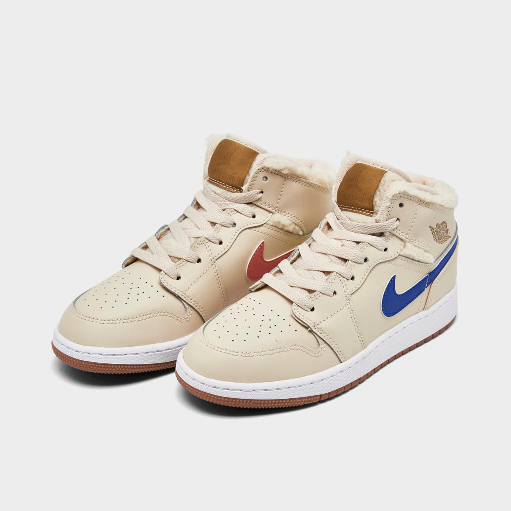 [DO2207-264] GRADE SCHOOL AIR JORDAN RETRO 1 MID UTILITY 'FLEECE PEARL WHITE' (GS)