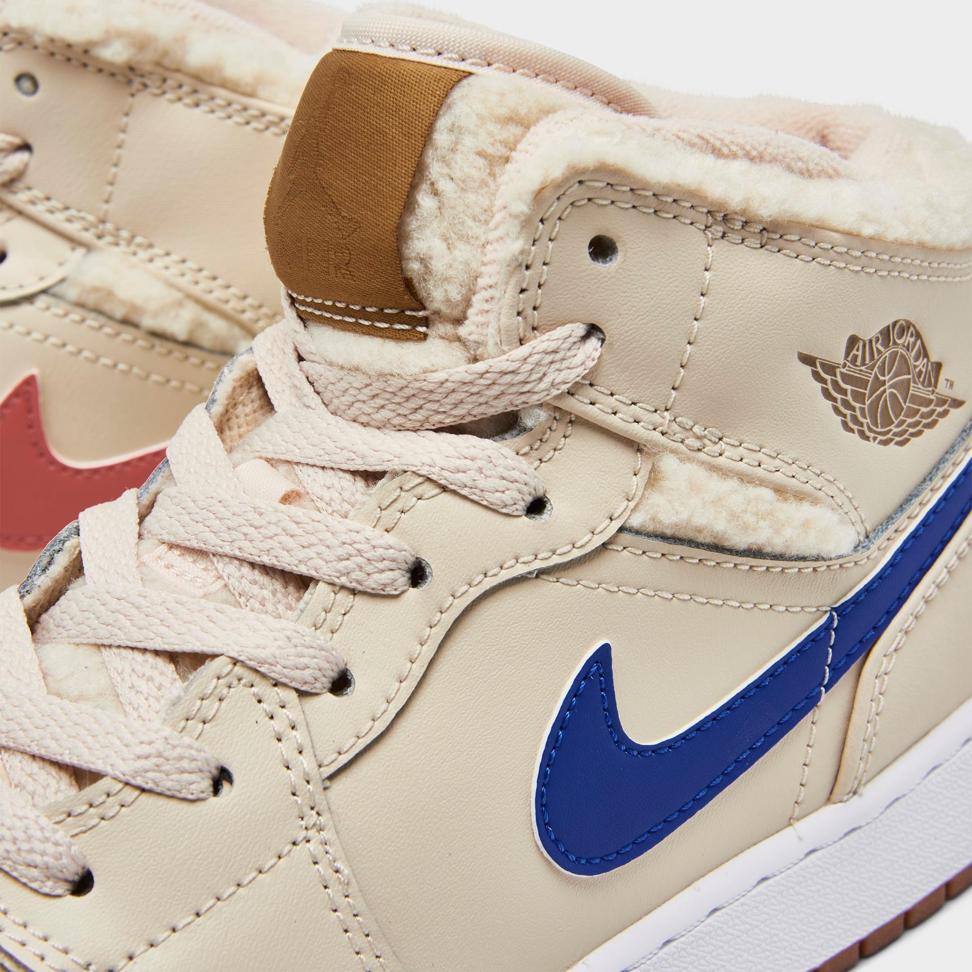 [DO2207-264] GRADE SCHOOL AIR JORDAN RETRO 1 MID UTILITY 'FLEECE PEARL WHITE' (GS)
