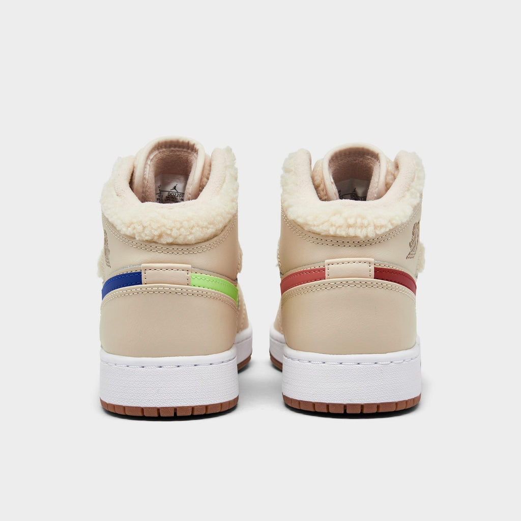 [DO2207-264] GRADE SCHOOL AIR JORDAN RETRO 1 MID UTILITY 'FLEECE PEARL WHITE' (GS)