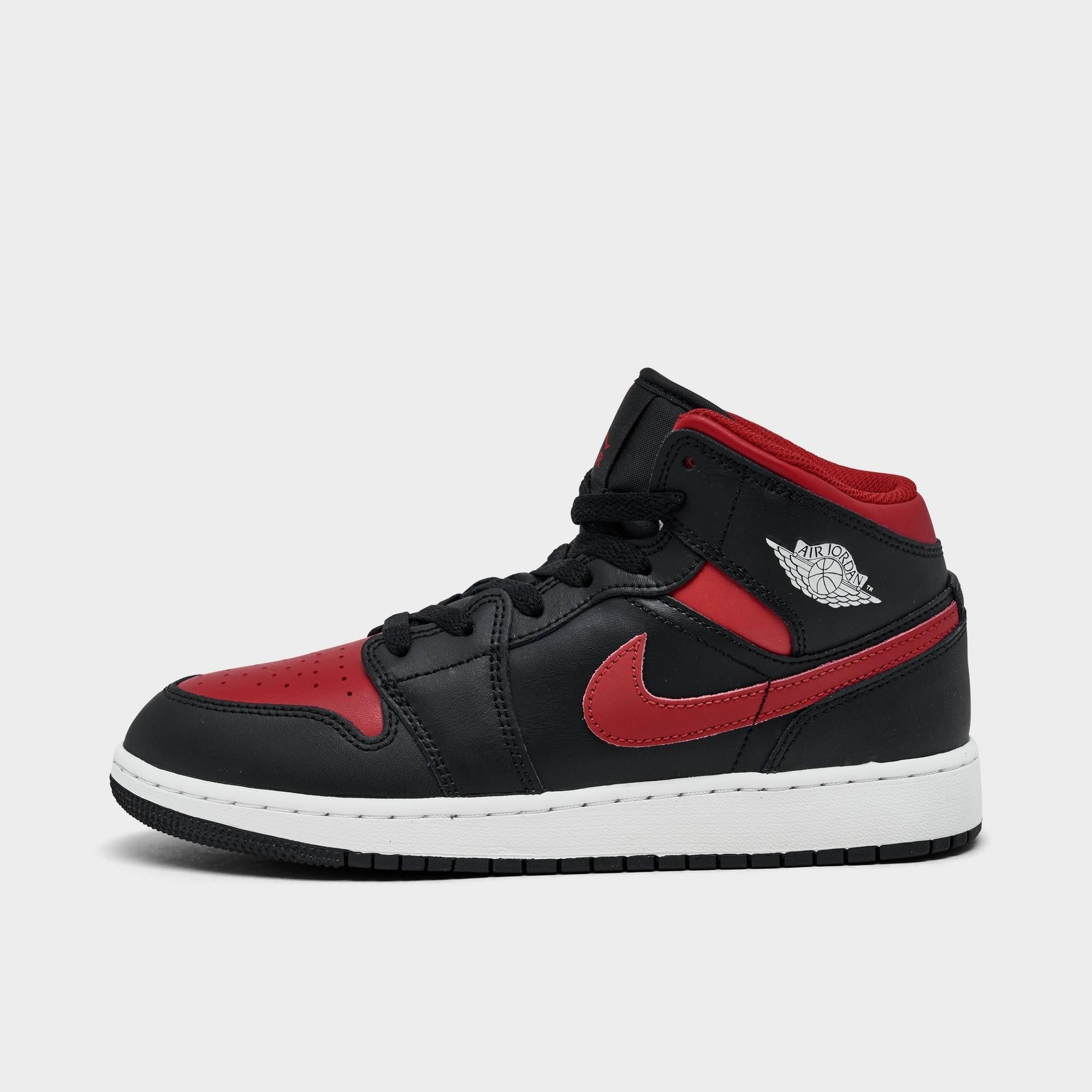 [DQ8423-067] GRADE SCHOOL AIR JORDAN RETRO 1 MID 'BLACK SUMMIT WHITE VARSITY RED (GS)'