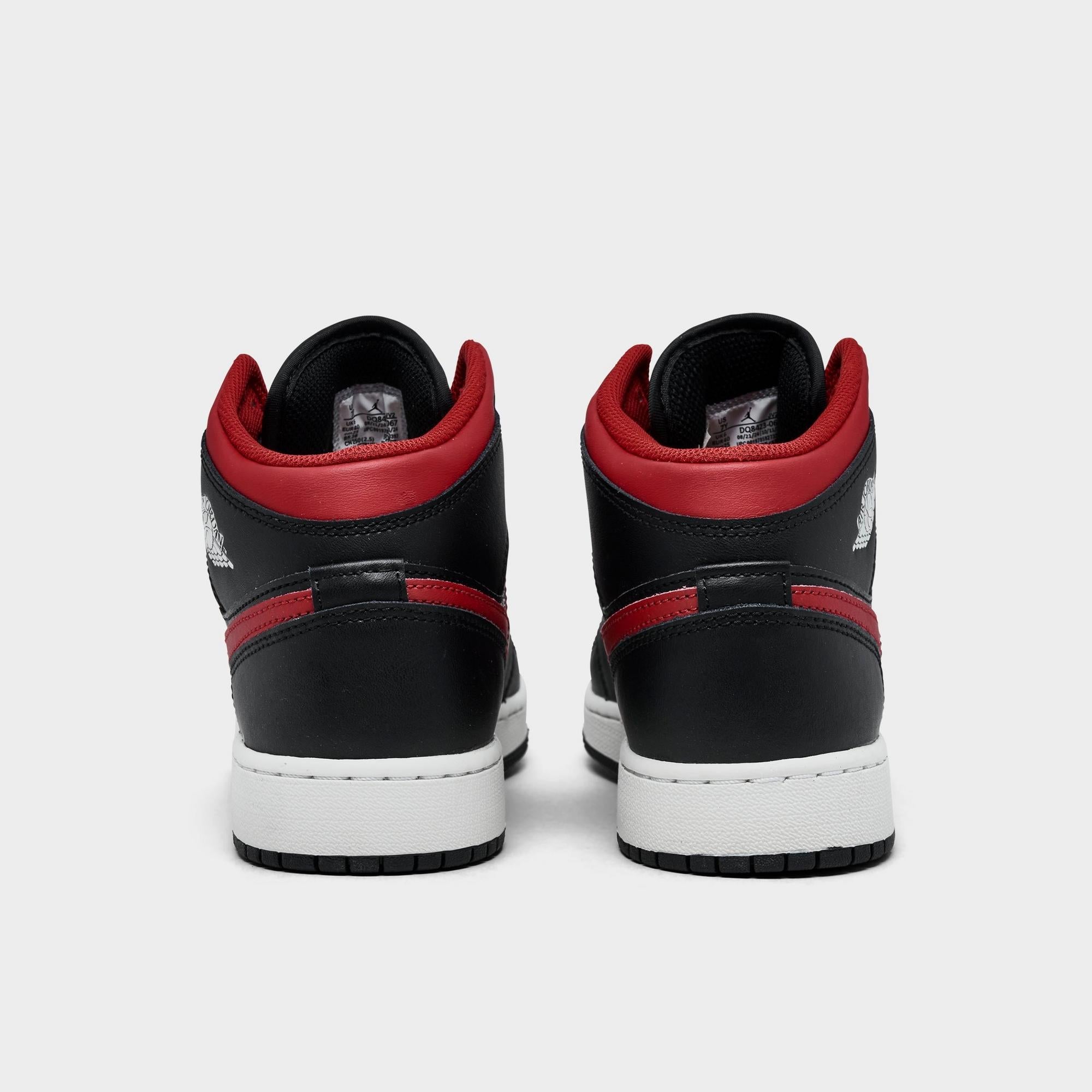 [DQ8423-067] GRADE SCHOOL AIR JORDAN RETRO 1 MID 'BLACK SUMMIT WHITE VARSITY RED (GS)'
