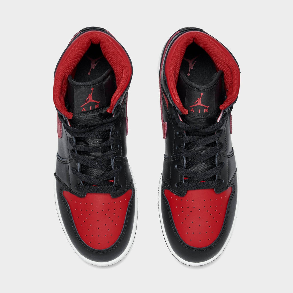[DQ8423-067] GRADE SCHOOL AIR JORDAN RETRO 1 MID 'BLACK SUMMIT WHITE VARSITY RED (GS)'