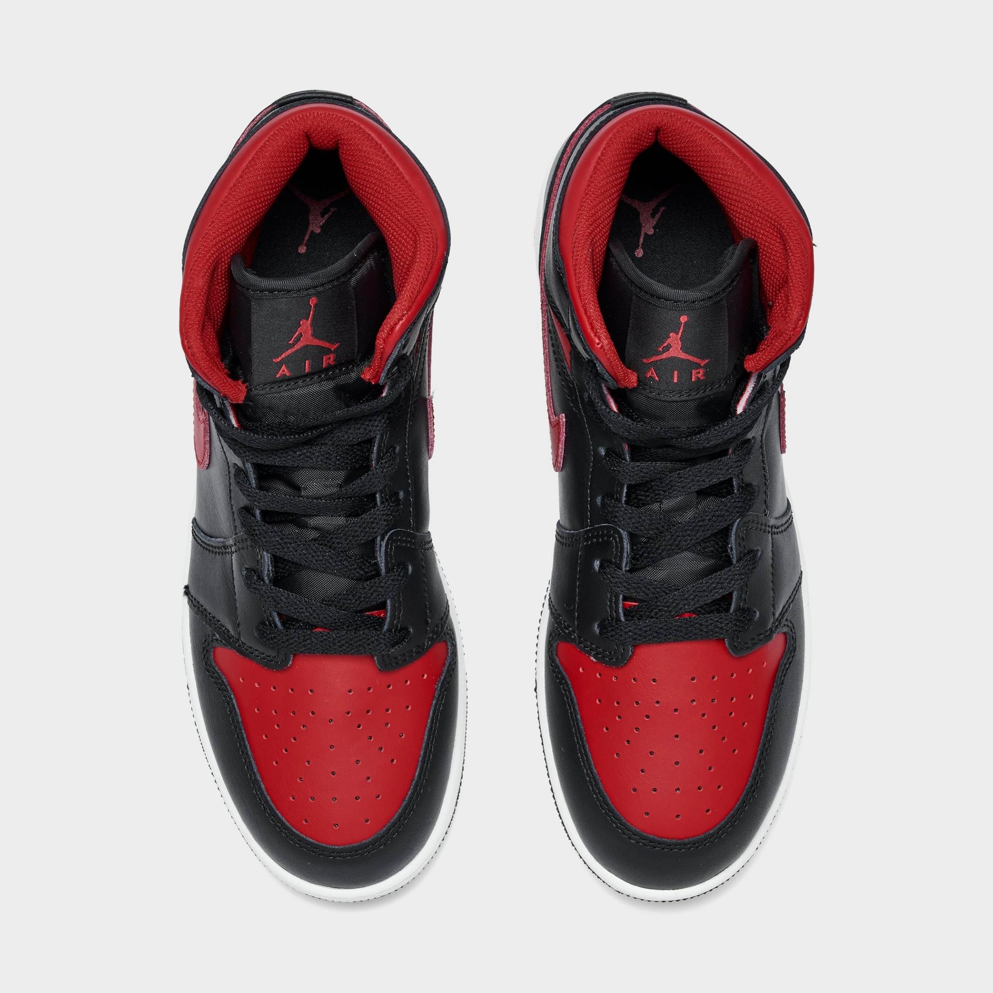 [DQ8423-067] GRADE SCHOOL AIR JORDAN RETRO 1 MID 'BLACK SUMMIT WHITE VARSITY RED (GS)'