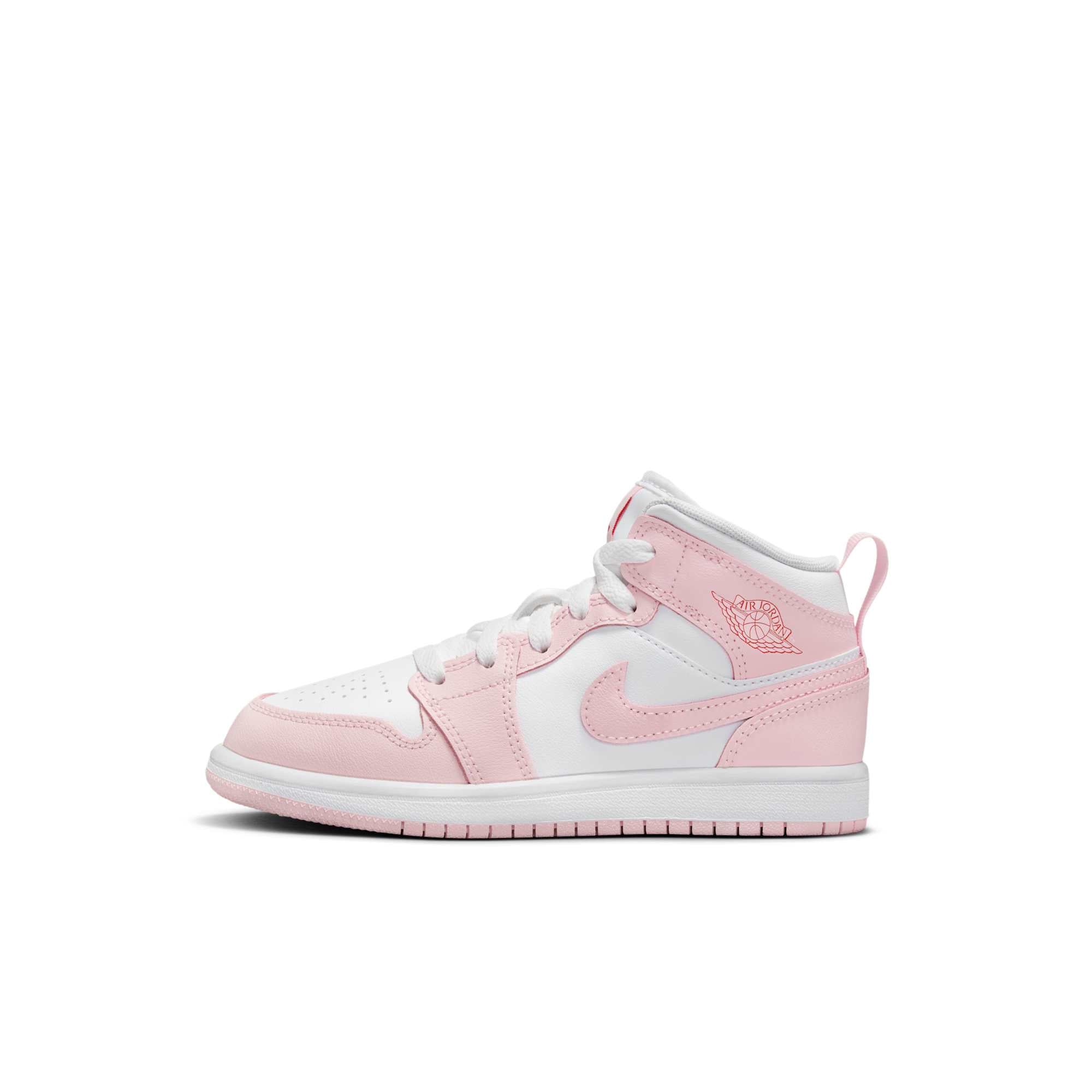 [DQ8424-608] Preschool Air Jordan Retro 1 Mid 'Pink Foam Fire Red White'