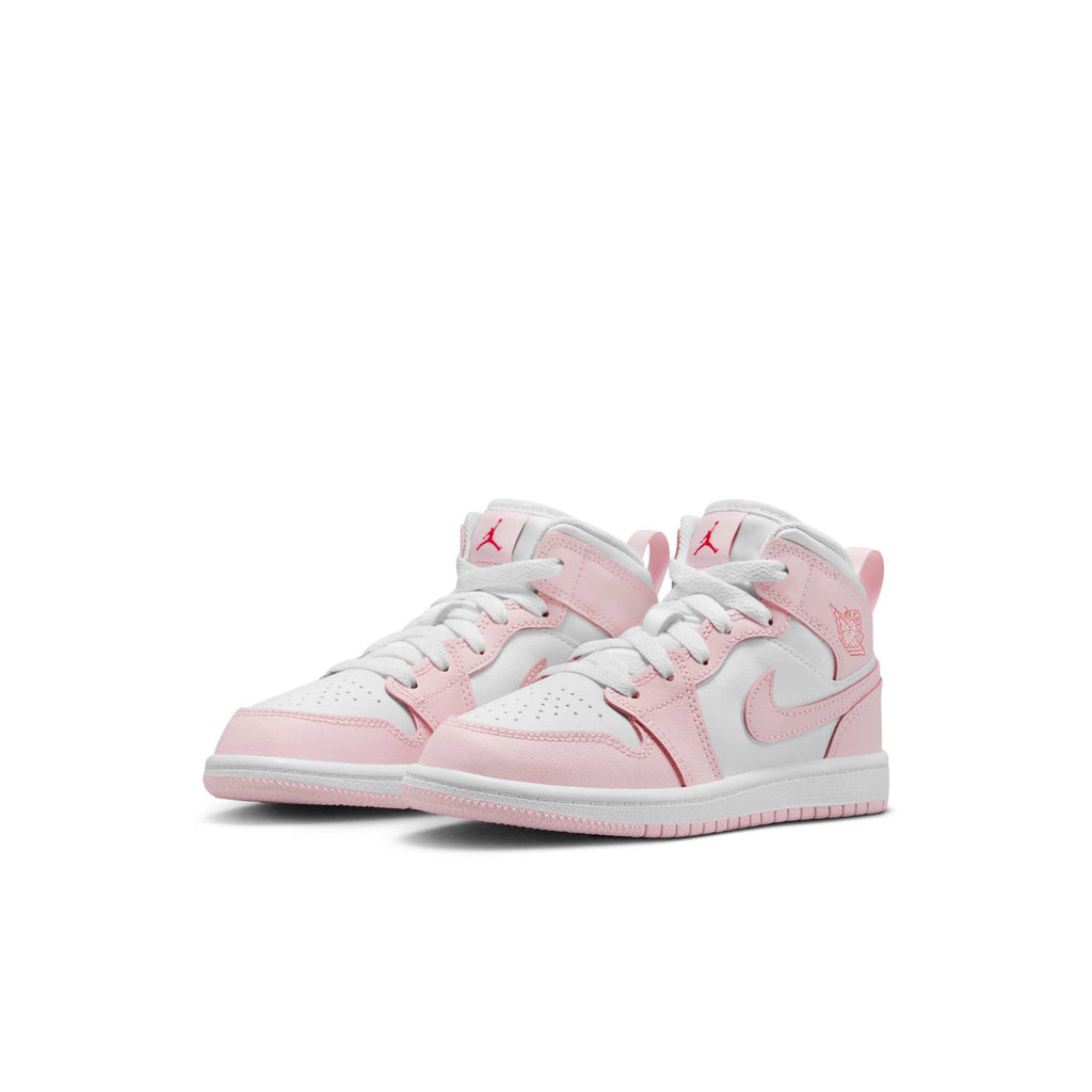 [DQ8424-608] Preschool Air Jordan Retro 1 Mid 'Pink Foam Fire Red White'