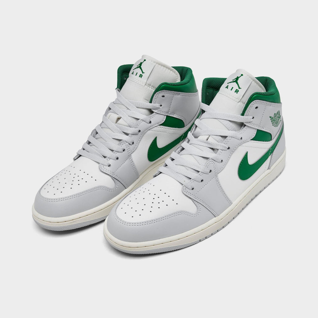 [DQ8426-142] MENS AIR JORDAN RETRO 1 MID 'WHITE PURE PLATINUM PINE GREEN'