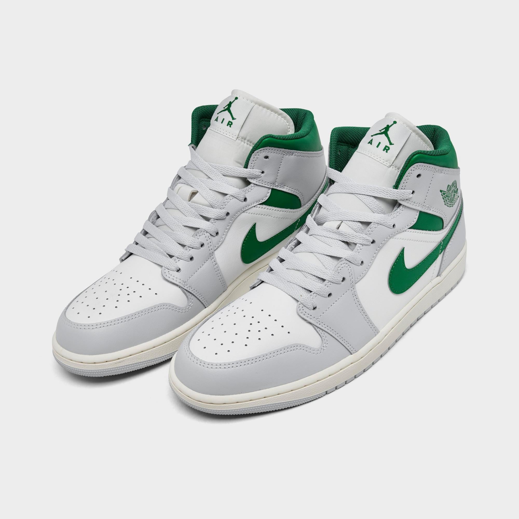 [DQ8426-142] MENS AIR JORDAN RETRO 1 MID 'WHITE PURE PLATINUM PINE GREEN'