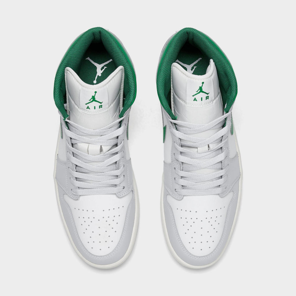 [DQ8426-142] MENS AIR JORDAN RETRO 1 MID 'WHITE PURE PLATINUM PINE GREEN'