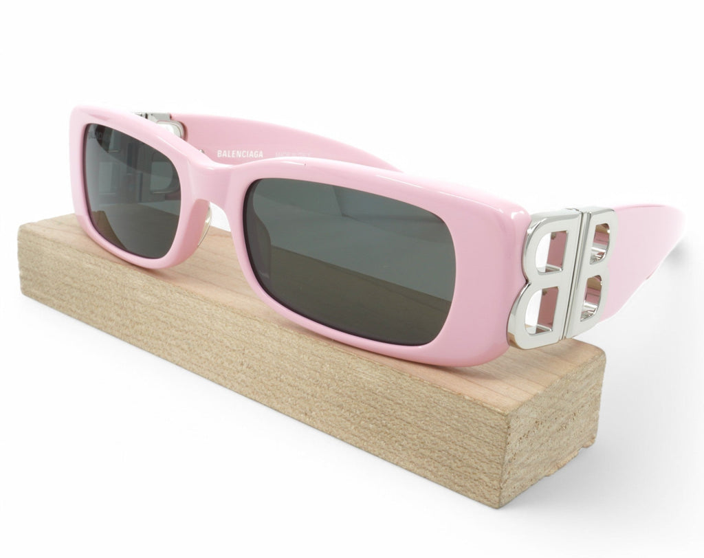 [BB0096S-012] Womens Balenciaga Rectangular Sunglasses - Pink/Silver