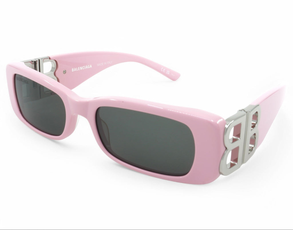 [BB0096S-012] Womens Balenciaga Rectangular Sunglasses - Pink/Silver