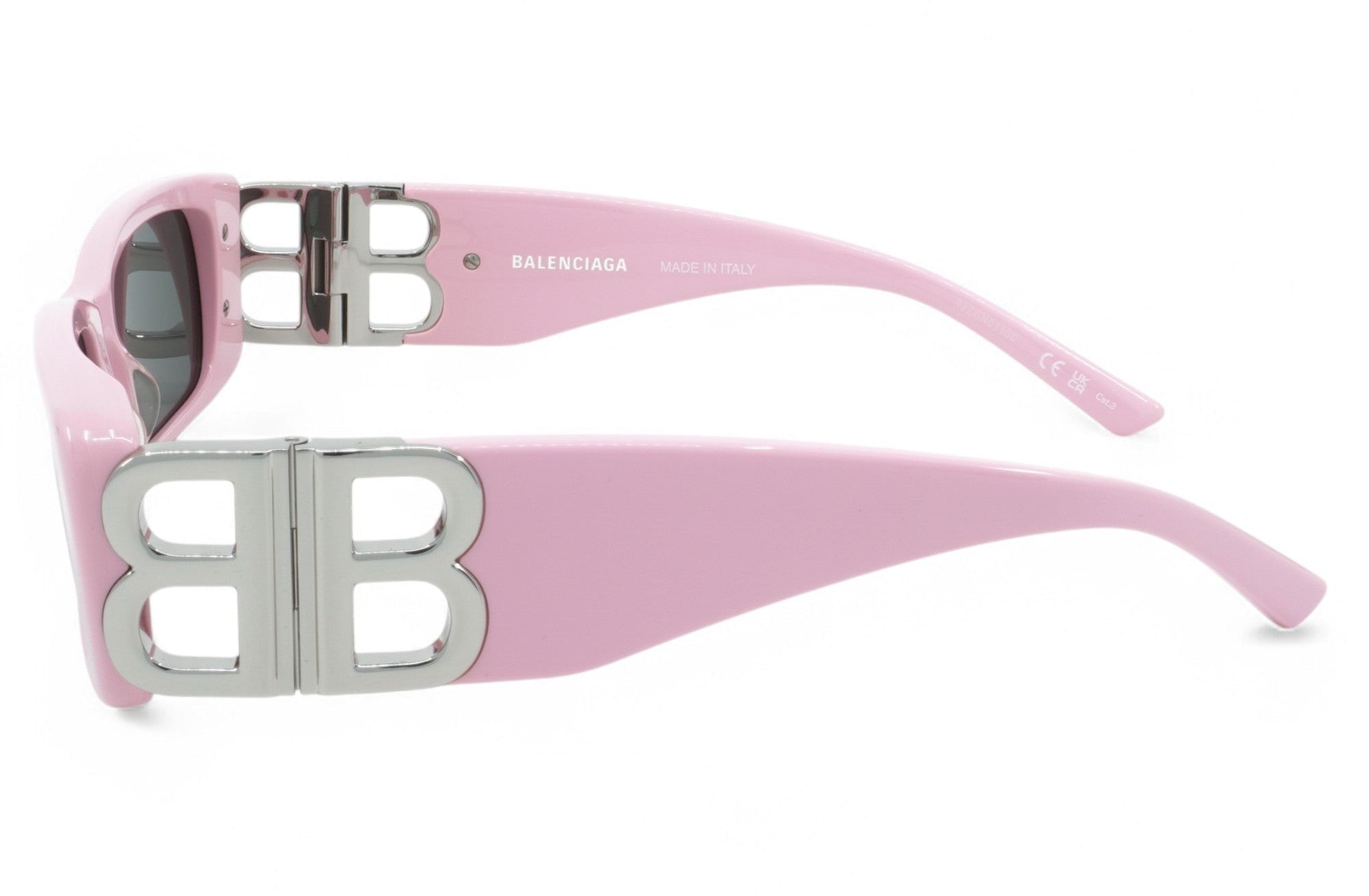 [BB0096S-012] Womens Balenciaga Rectangular Sunglasses - Pink/Silver