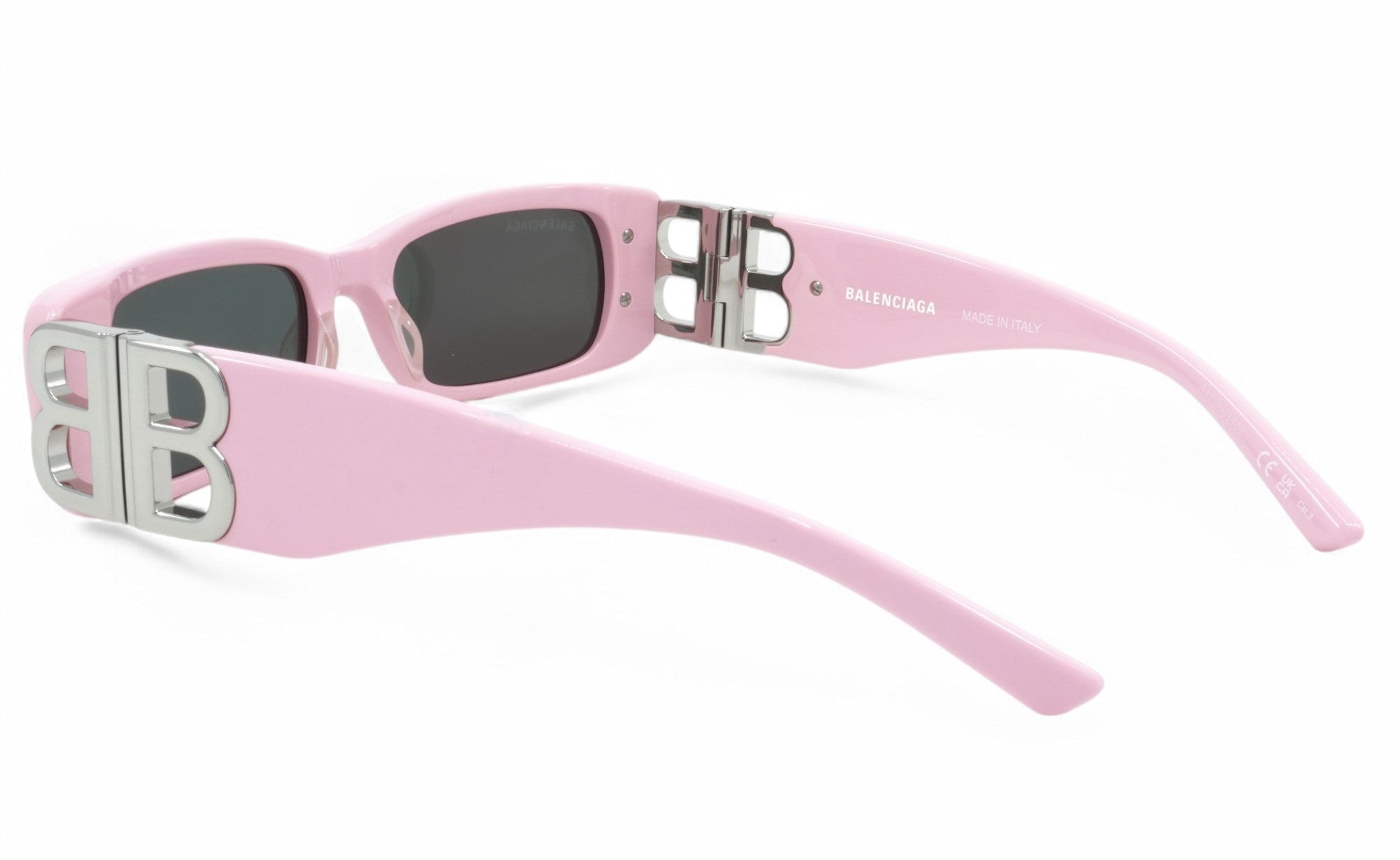 [BB0096S-012] Womens Balenciaga Rectangular Sunglasses - Pink/Silver