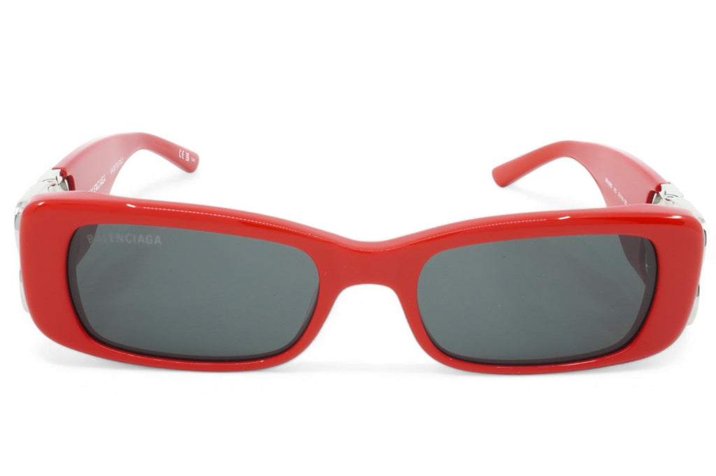 [BB0096S-015] Womens Balenciaga Rectangular Sunglasses - Red/Silver