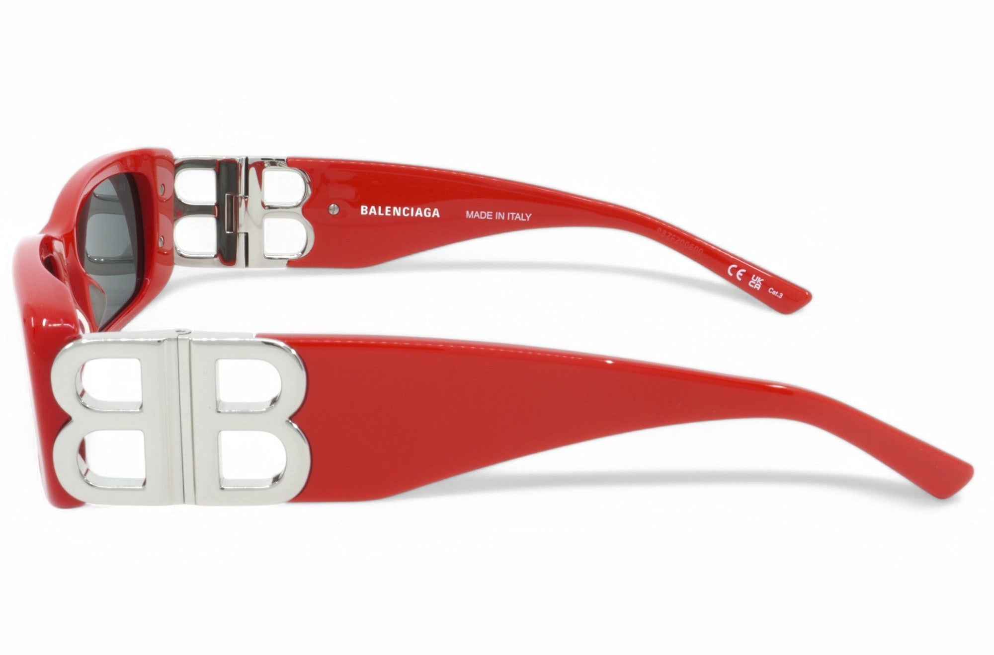 [BB0096S-015] Womens Balenciaga Rectangular Sunglasses - Red/Silver