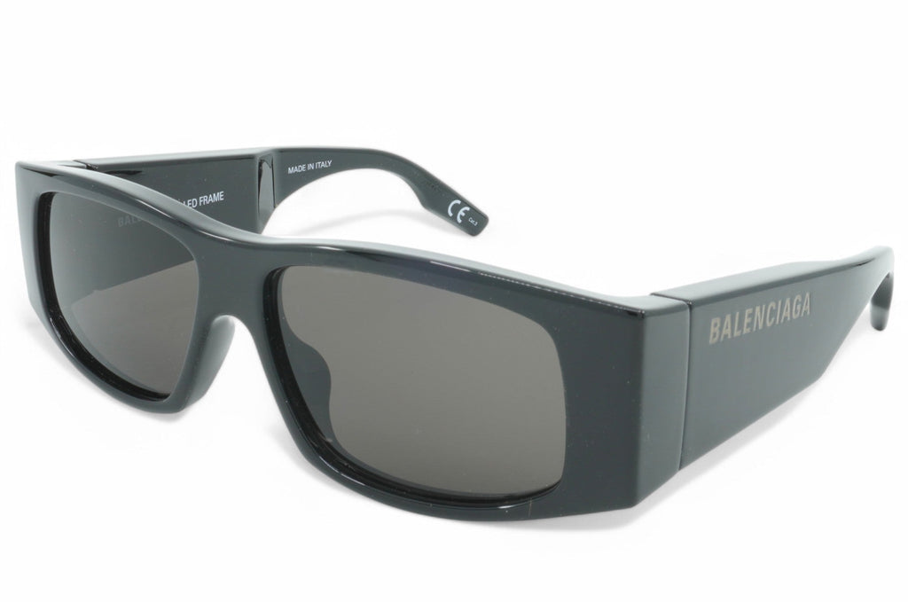 [BB0100S-001] Unisex Balenciaga LED Logo Geometric Sunglasses - Black