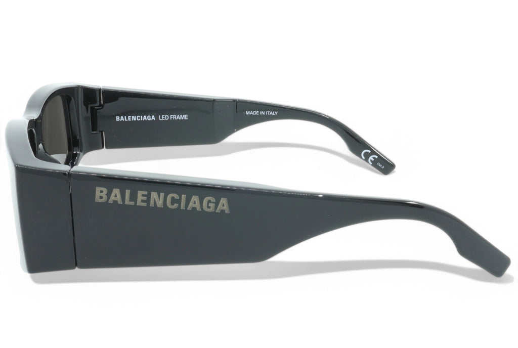 [BB0100S-001] Unisex Balenciaga LED Logo Geometric Sunglasses - Black