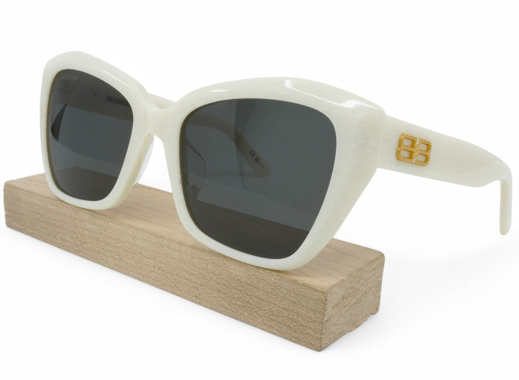 [BB0273SA-003] Womens Balenciaga Geometric Sunglasses - White
