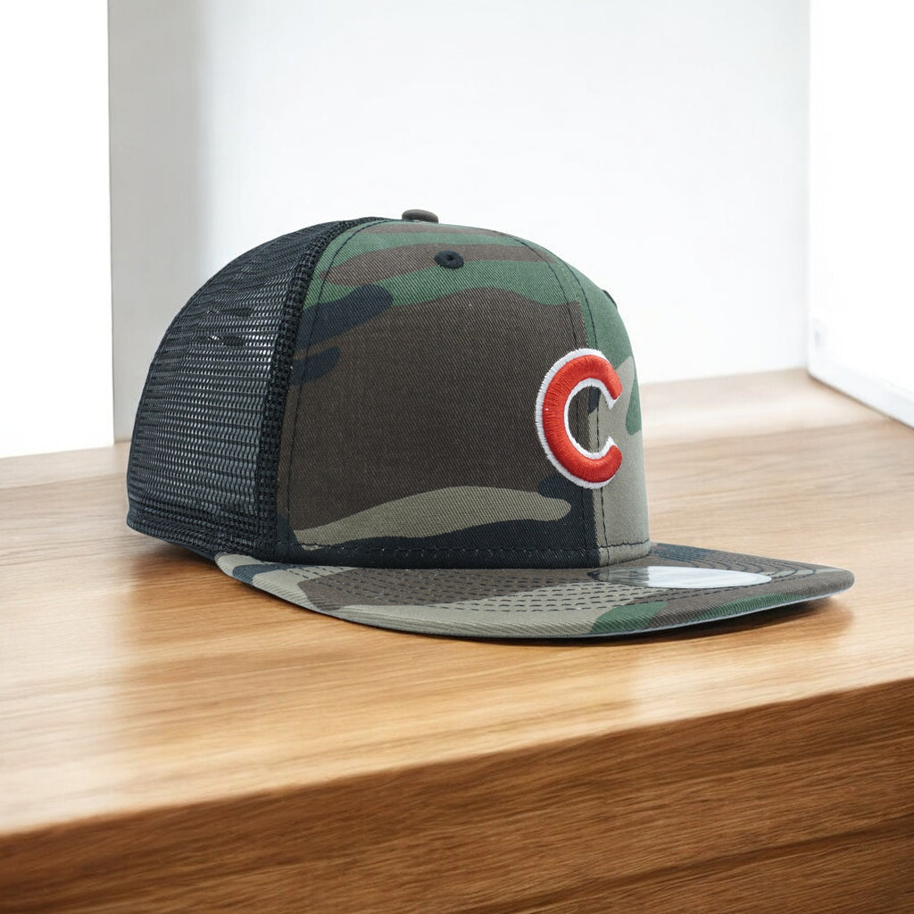[60316813] Mens New Era MLB CHICAGO CUBS 940 SNAPBACK TRUCKER CAMO WOODLAND