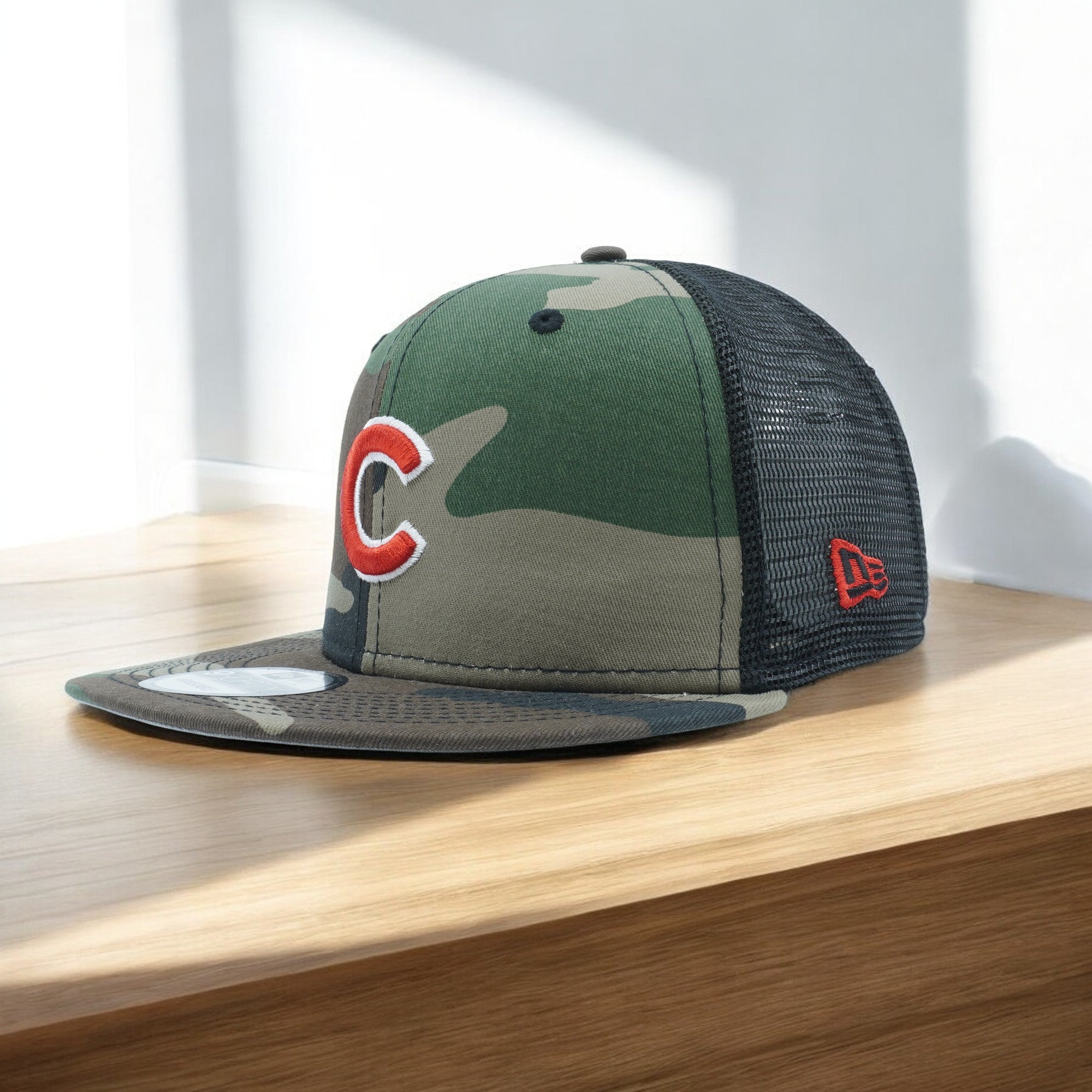 [60316813] Mens New Era MLB CHICAGO CUBS 940 SNAPBACK TRUCKER CAMO WOODLAND