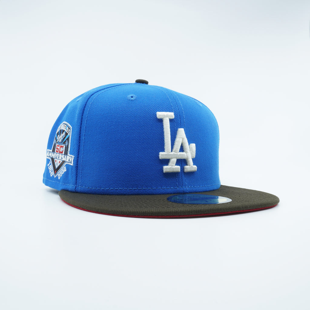 [70737442] Mens New Era MLB LA DODGERS 5950 FITTED '50TH ANNIVERSARY'-BLUE/BROWN