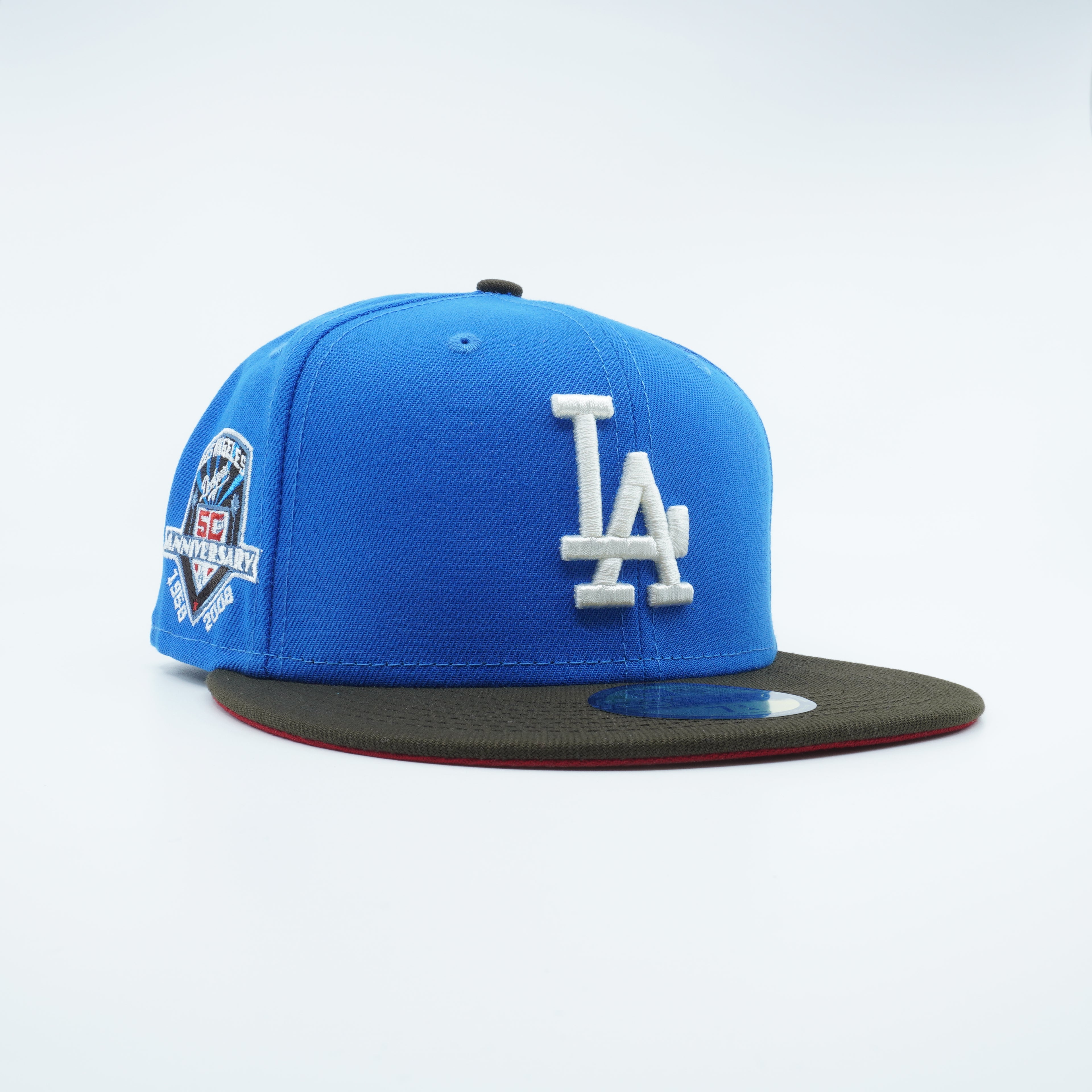 [70737442] Mens New Era MLB LA DODGERS 5950 FITTED '50TH ANNIVERSARY'-BLUE/BROWN