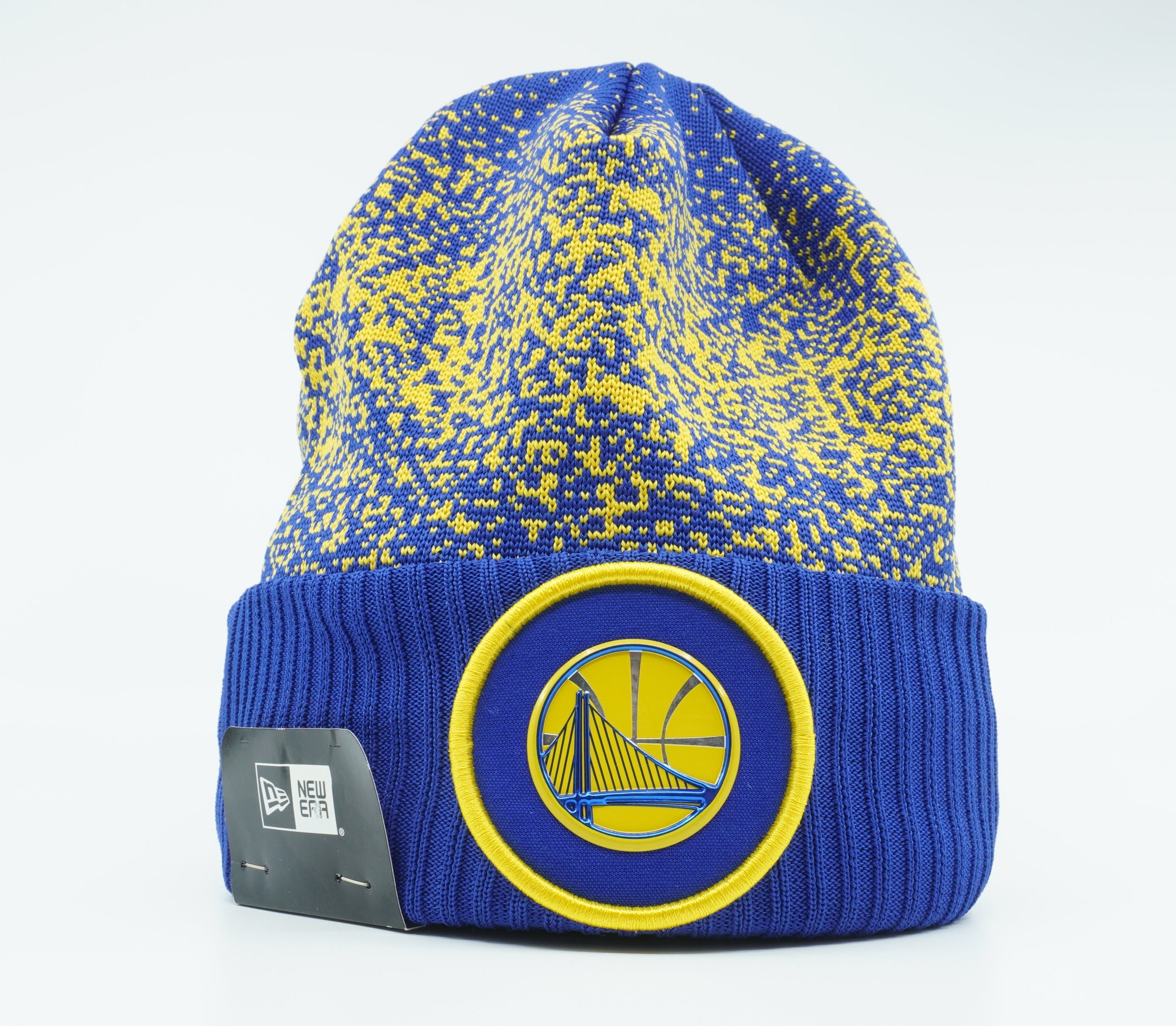 [11471898] Mens New Era NBA GS WARRIORS ON THE COURT CUFF BEANIE - BLUE/YELLOW