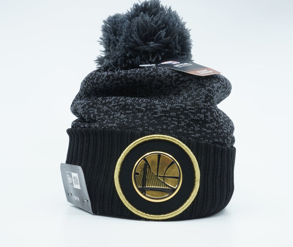 [11472670] Youth New Era NBA GS WARRIORS 20GOLD LOGO BEANIE - BLACK/GRAY/GOLD