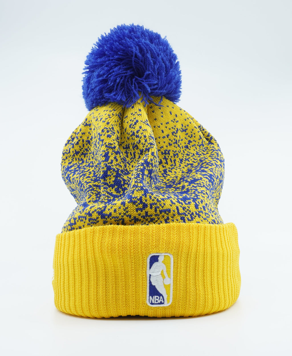 [11471589] Mens New Era NBA GS WARRIORS ON THE COURT POM BEANIE - YELLOW/BLUE
