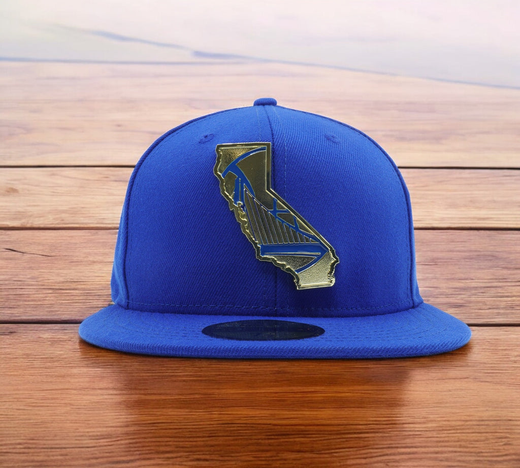 [80632949] Mens New Era NBA GS WARRIORS 5950 GOLD STATED METAL BADGE FITTED-BLUE