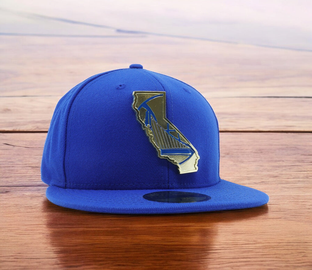 [80632949] Mens New Era NBA GS WARRIORS 5950 GOLD STATED METAL BADGE FITTED-BLUE