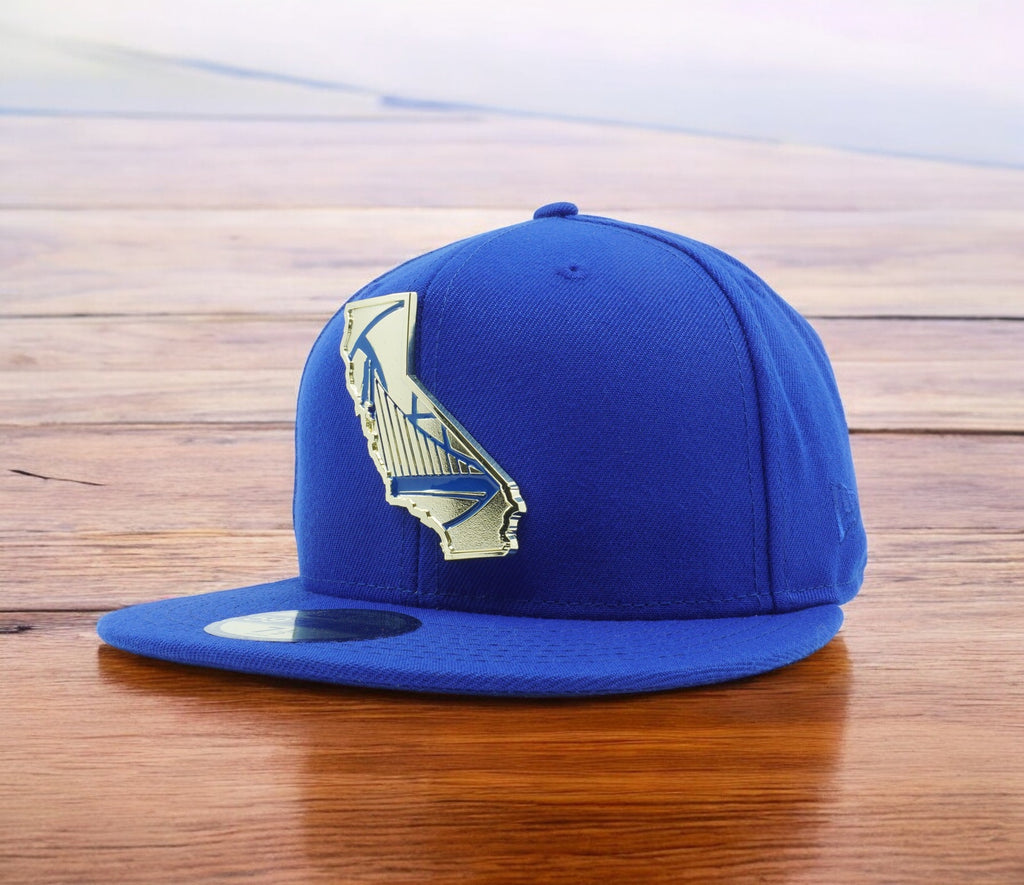 [80632949] Mens New Era NBA GS WARRIORS 5950 GOLD STATED METAL BADGE FITTED-BLUE