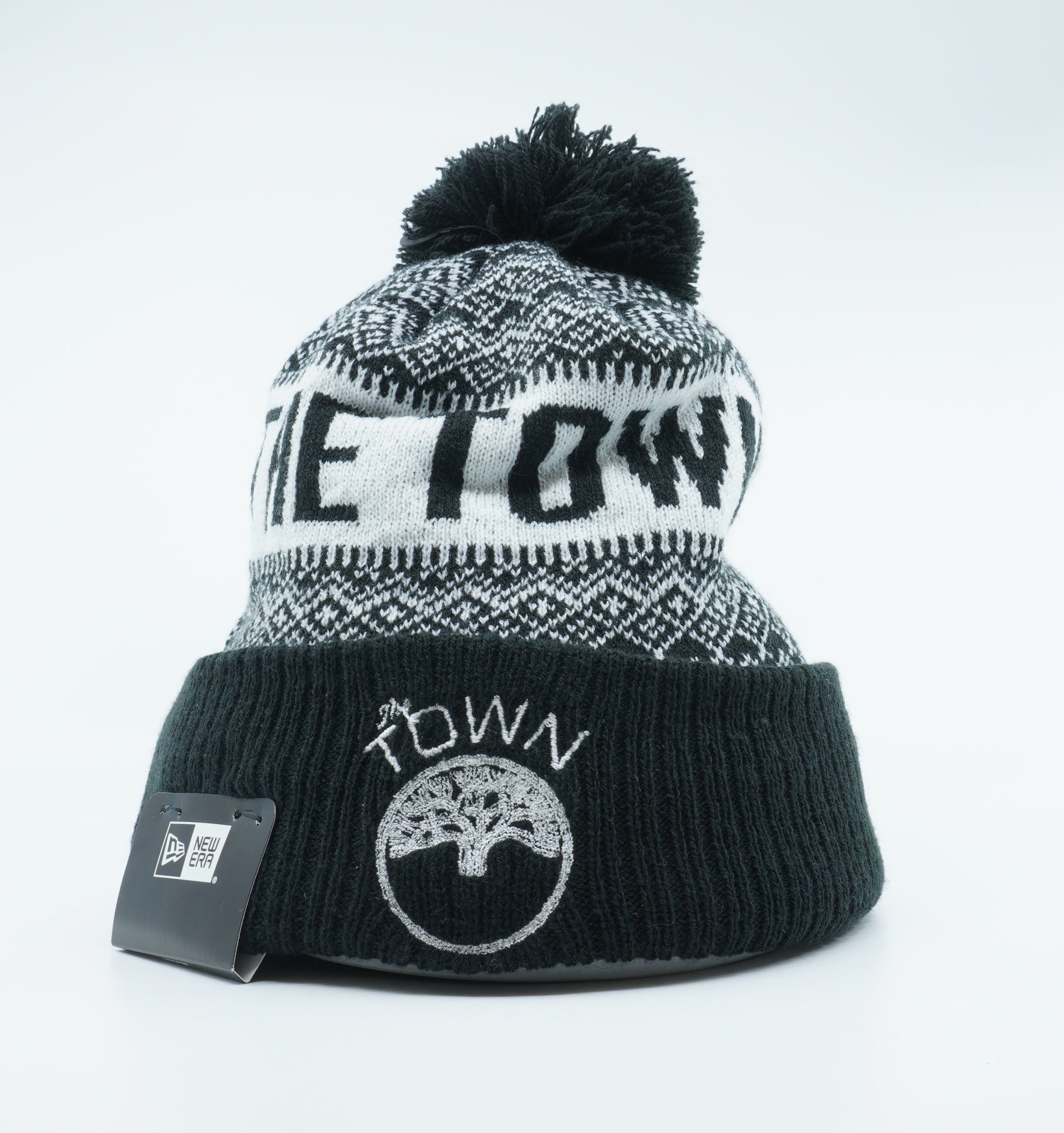 [11802822] Mens New Era NBA GS WARRIORS "THE TOWN" WINTRY POM BEANIE-BLACK/WHITE