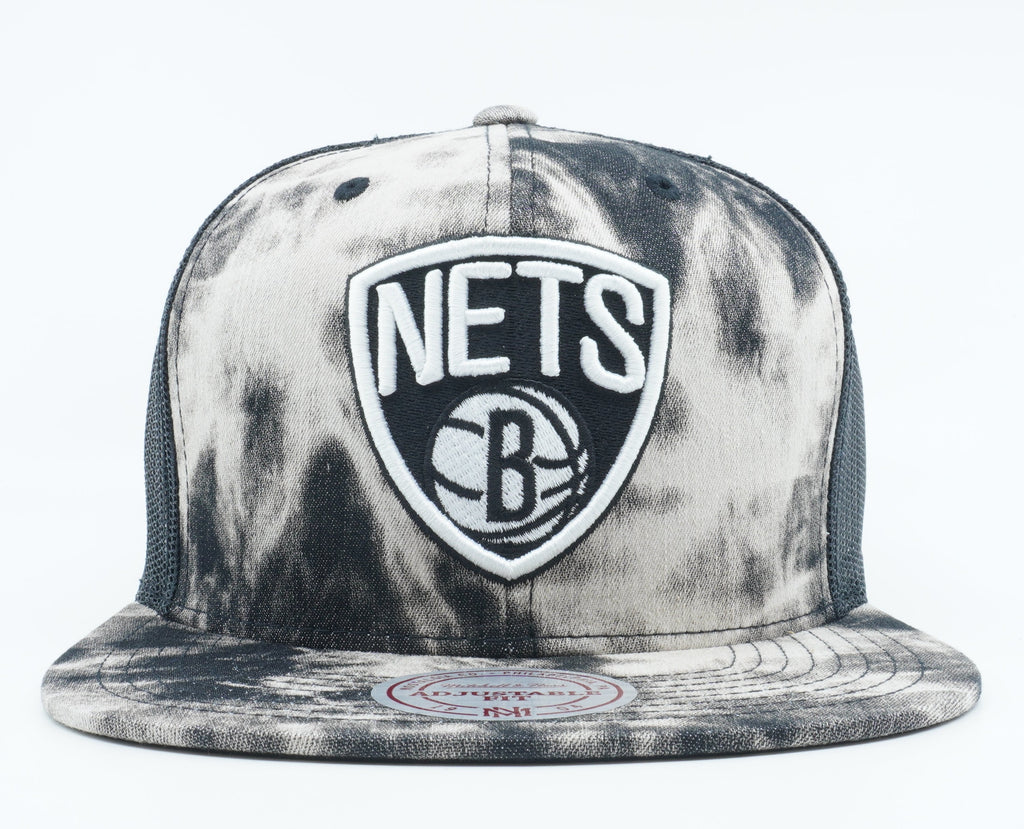 [VB71Z-FAS-A-5BNETS] MENS NBA BROOKLYN NETS ACID WASH DENIM MESH SNAPBACK