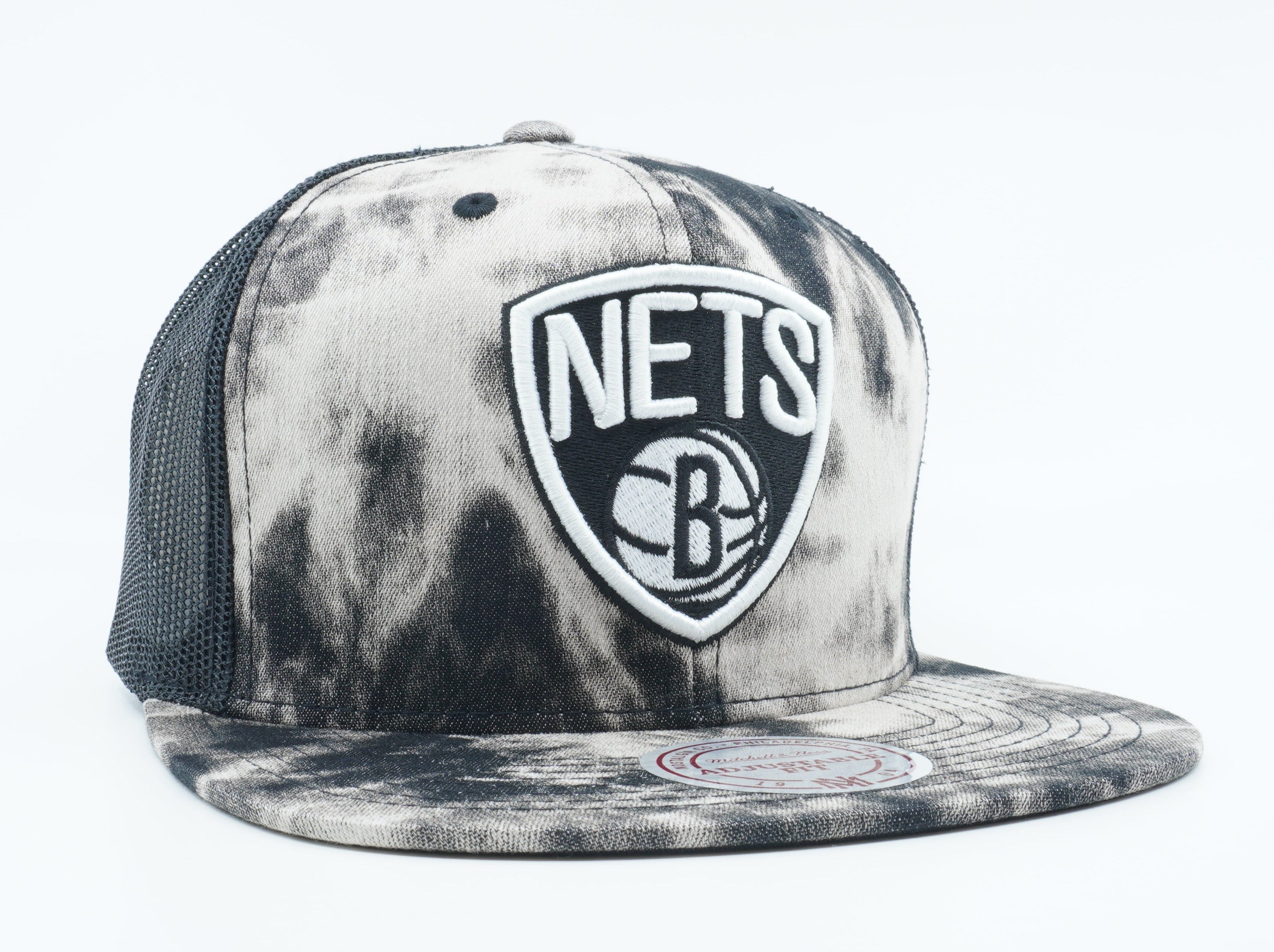 [VB71Z-FAS-A-5BNETS] MENS NBA BROOKLYN NETS ACID WASH DENIM MESH SNAPBACK