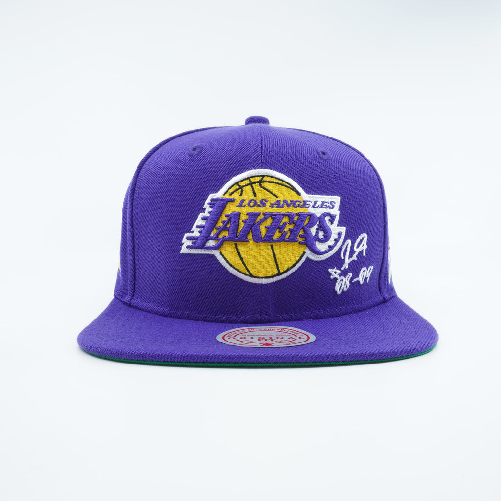 [HHSS4527-LALYYPPPPURP] MENS MITCHELL & NESS NBA LA LAKERS JERSEY LOVE SNAPBACK