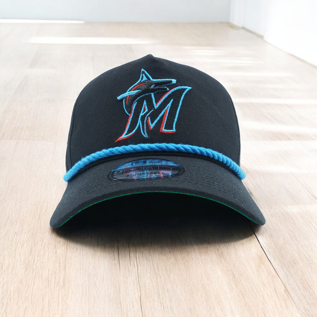 [60285984] MENS NEW ERA MLB MIAMI MARLINS 9FORTY STRING SNAPBACK - NAVY