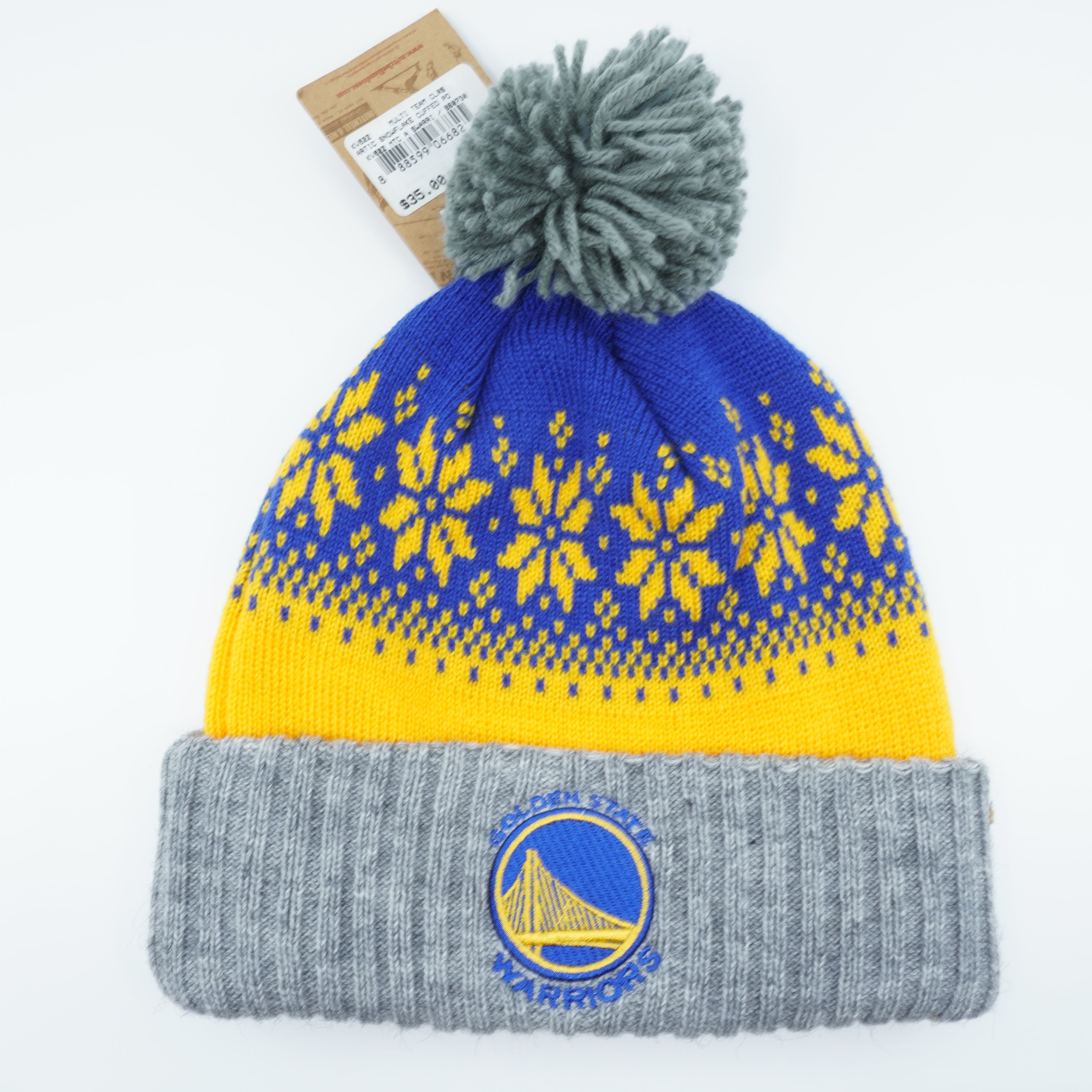 [KV52Z-MTC-5WARRI] MENS NBA GOLDEN STATE WARRIORS ARTIC SNOWFLAKE CUFFED BEANIE