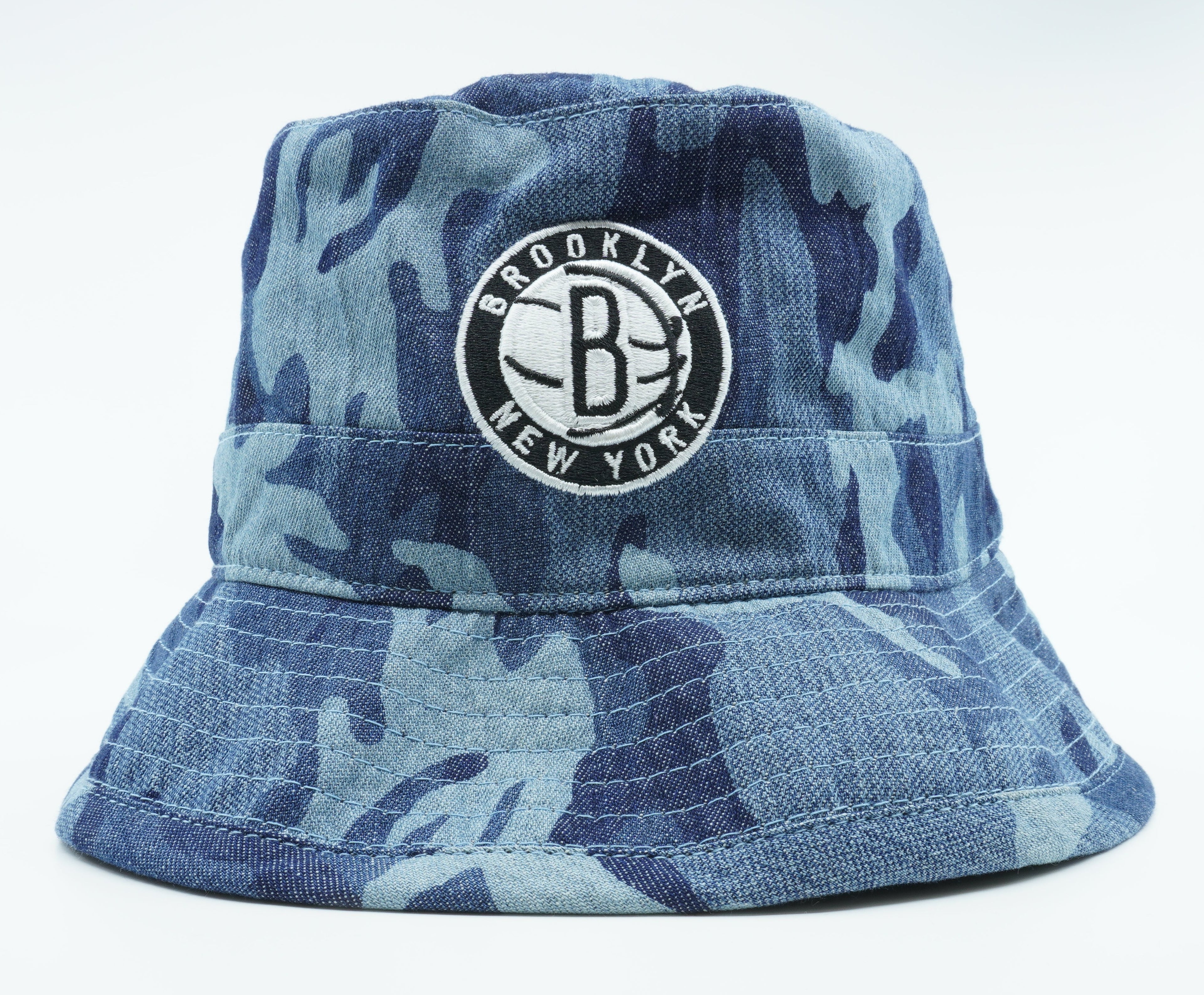 [U199Z-FAS-5BNETS] MENS NBA BROOKLYN NETS CAMOUFLAGE DENIM BUCKET HAT